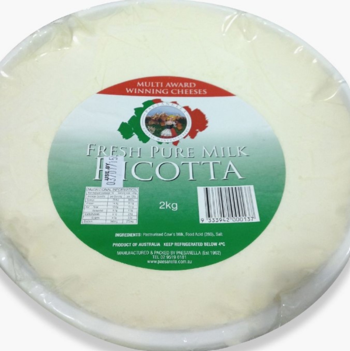 Picture of 2KG RICOTTA CHEESE (s/ord) (K)