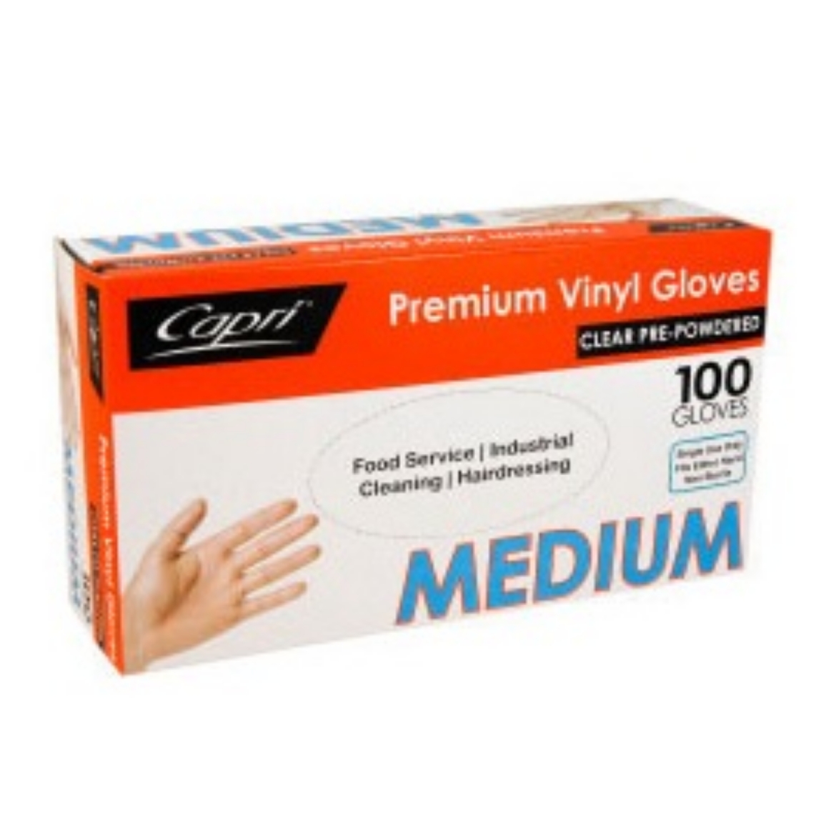 Picture of 100s PRE-POWDERED CLEAR VINYL GLOVES MEDIUM