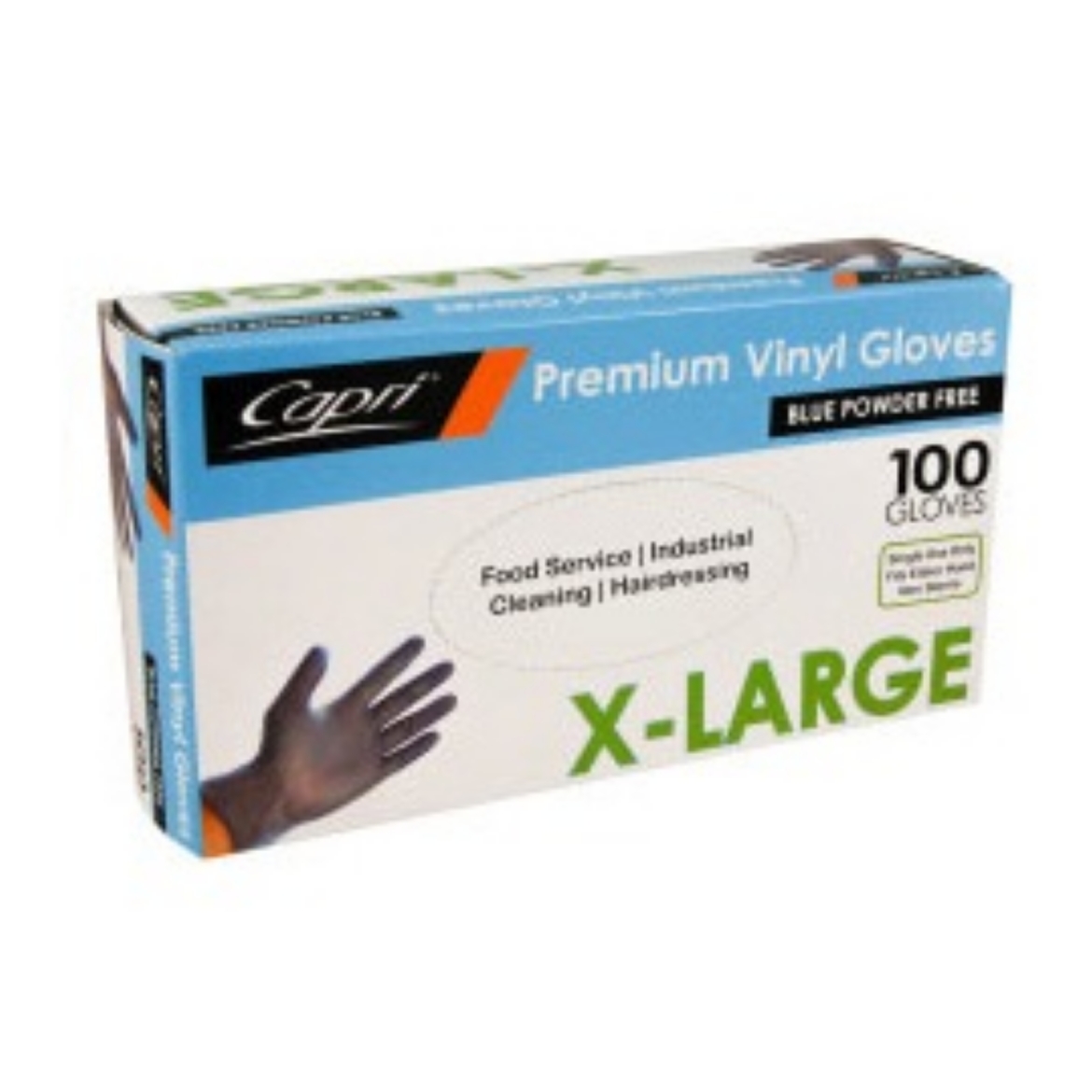 Picture of 100s POWDER FREE BLUE VINYL GLOVES EXTRA LARGE